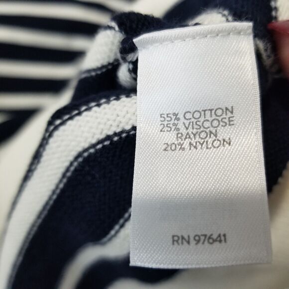 J Jill Top XL Knit Collared Pullover Sweater Striped Navy V Neck Nautical NWT - Picture 12 of 14